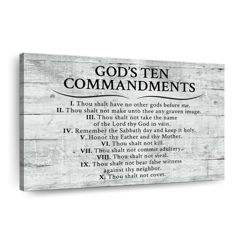 Ten Commandments Gray Canvas Print, 30" H x 45" W x 1.25" D