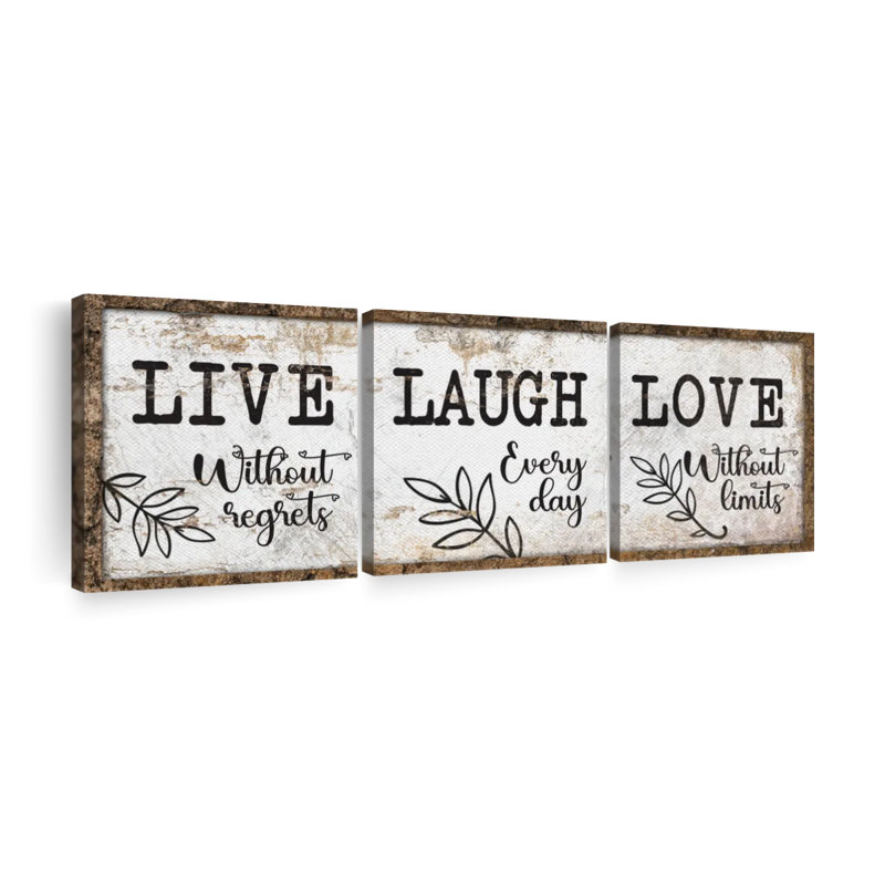 «Live Laugh Love», impression sur toile, H 38 po x l 12 po x P 1,25 po