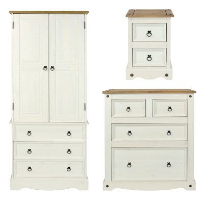 3 Piece Pine Solid Wood Bedroom Set