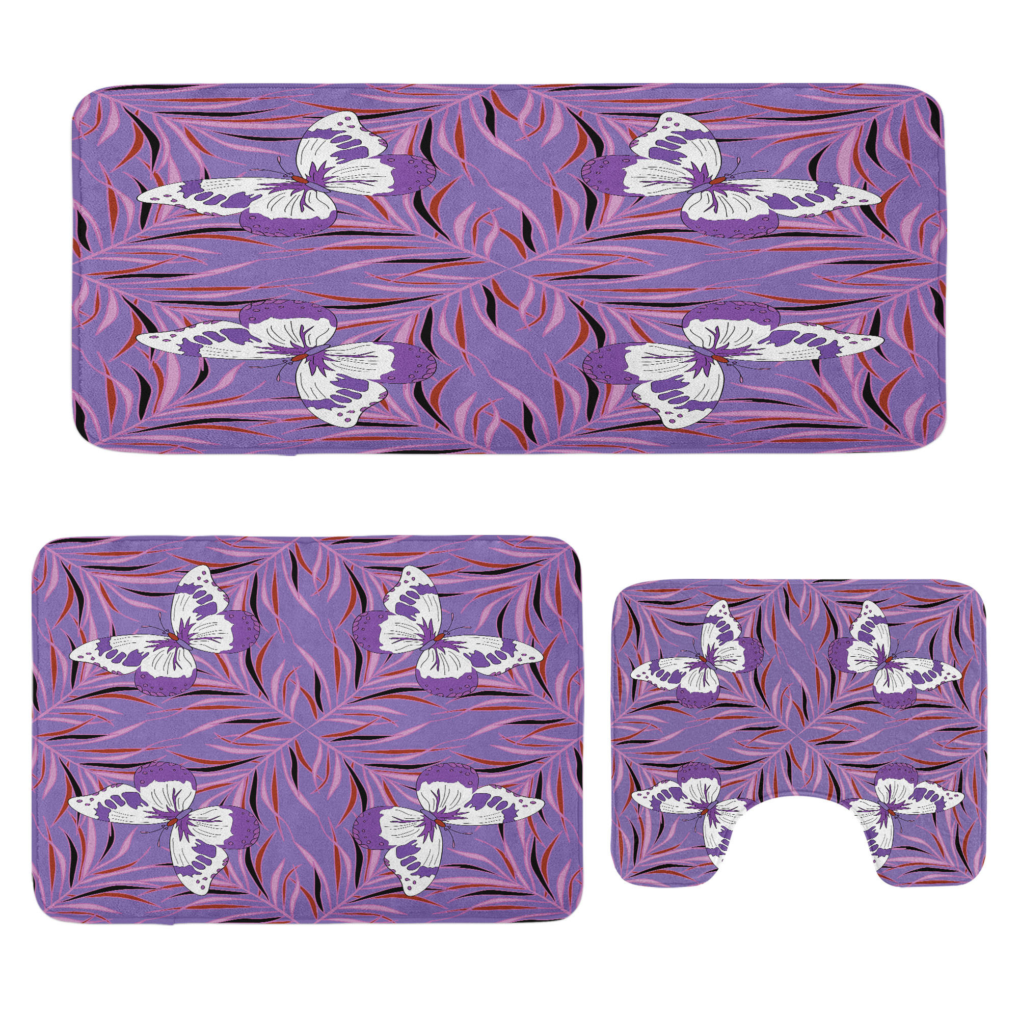 East Urban Home Mauve Bathroom Rug Set 3 Pieces U-Shape & Rectangle ...