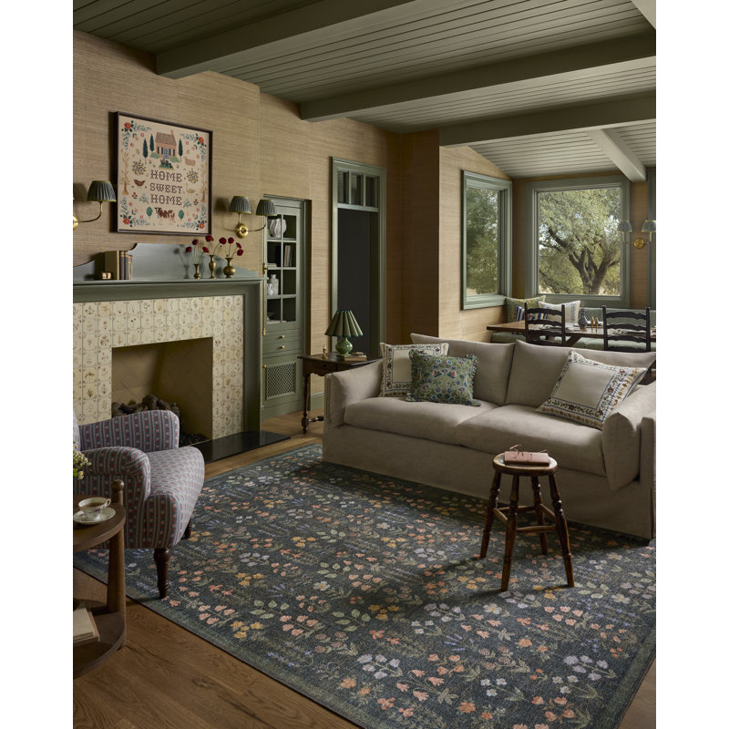 Rifle Paper Company x Loloi Edinburgh Navy / Multi  Area Rug, Rectangle 7'6" x 9'6",  Navy/Multicolor 