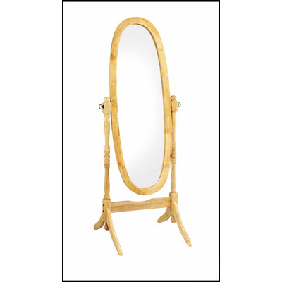Grand miroir de plancher réglable en bois de 59,25 pouces de forme ovale pour une décoration élégante