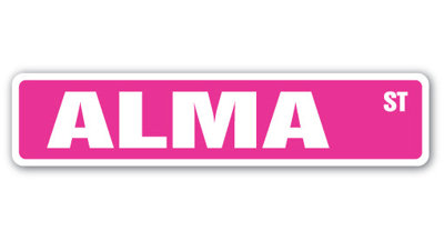 Alma Street Sign Heavy Duty Plastic 4" X 18"