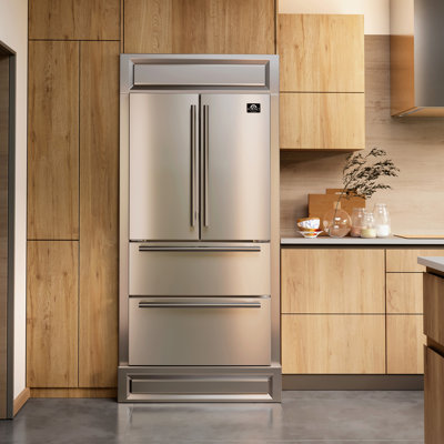 Réfrigérateur en acier inoxydable de 19,2 pieds cubes avec grille décorative moderne Forno Moena de 36 po de largeur - 40 po de largeur