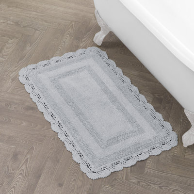 Laura Ashley Crochet Machine Washable Cotton Bath Rug