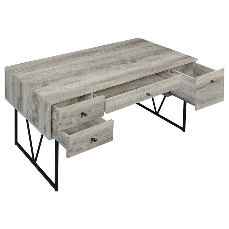 Sonoma Grey Driftwood 4-Drawer Writing Desk, Gray