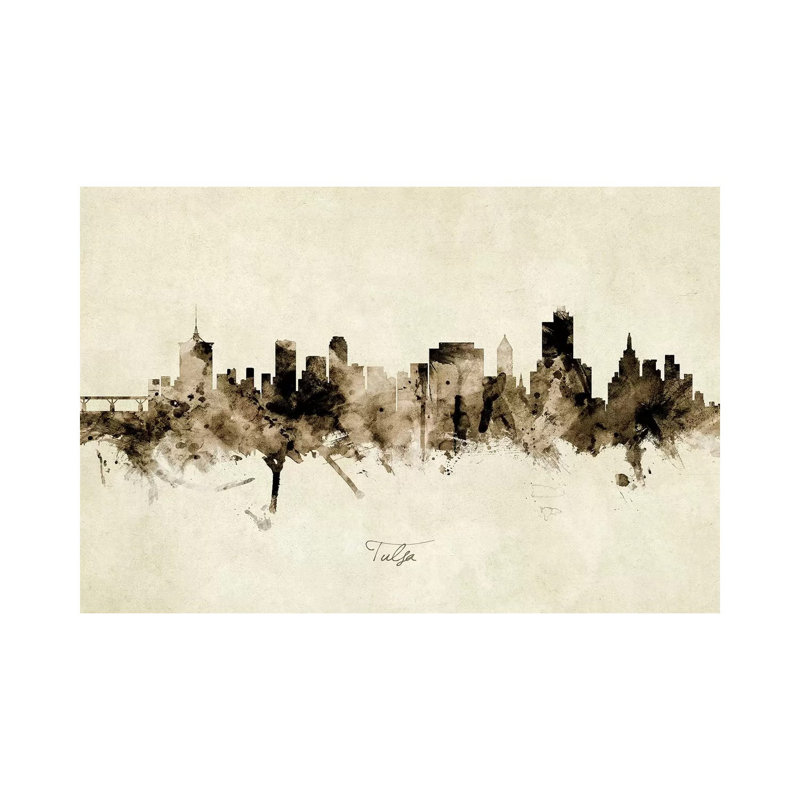 Tulsa Oklahoma Skyline by Michael Tompsett - 1 Piece Wrapped Canvas Painting, 30.48 cm H x 45.72 cm W