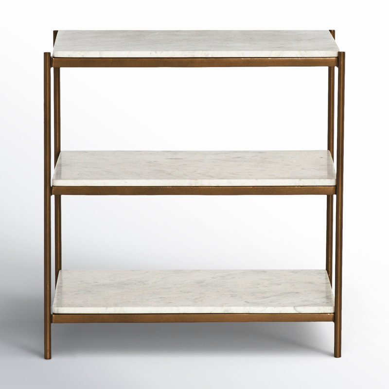 Feltault Nightstand, Antique Brass/White