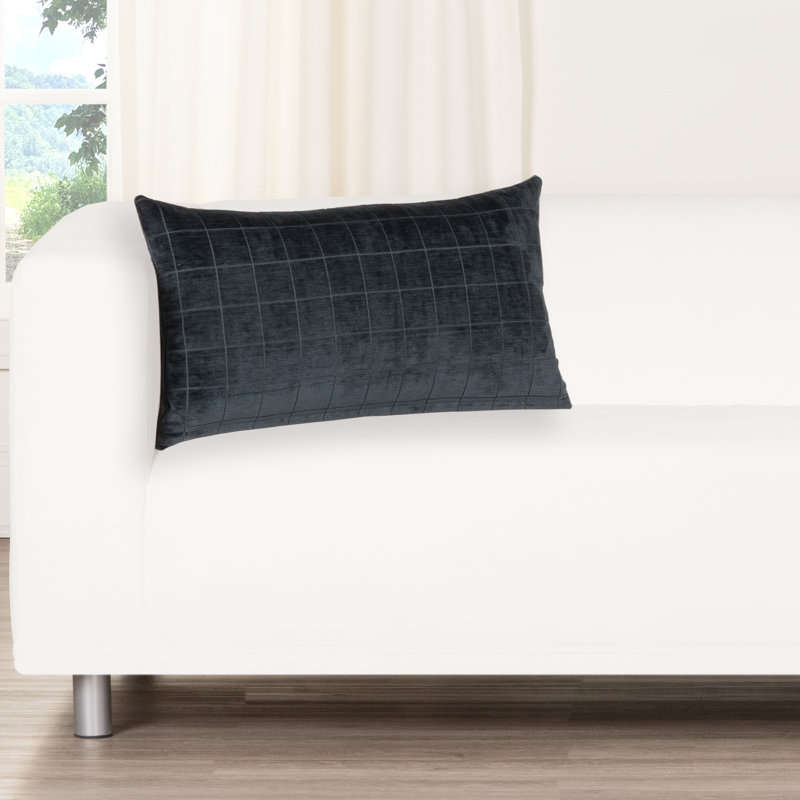 Otterville Geometric Throw Pillow, Polyester, 12"H x 21"W, Navy Geometric