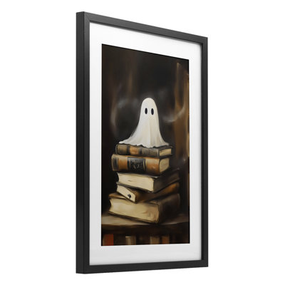 Ghost on Book Stack, reproduction encadrée sous verre, conception par Arlington Prints