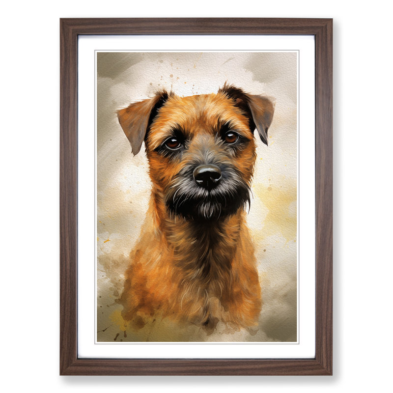 Border Terrier Modern Art - Framed Print, Walnut Framed, 64cm H x 46cm W x 2cm D