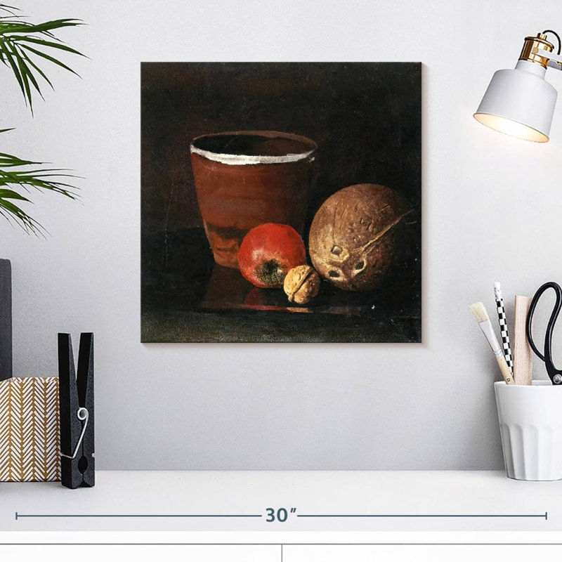 Pot à pomme, noyer et noix de coco, 16" H x 16" W