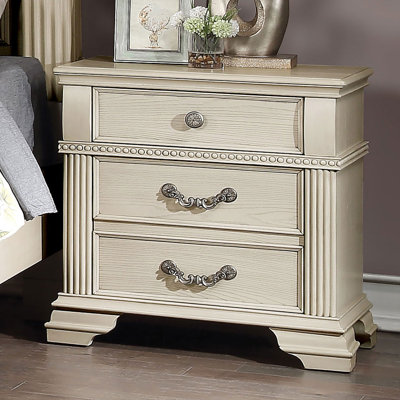 Table de chevet avec USB, blanc antique