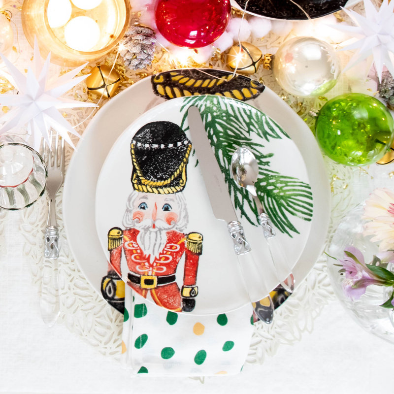 Nutcrackers Handmade Earthenware Salad/Dessert Plate, Red