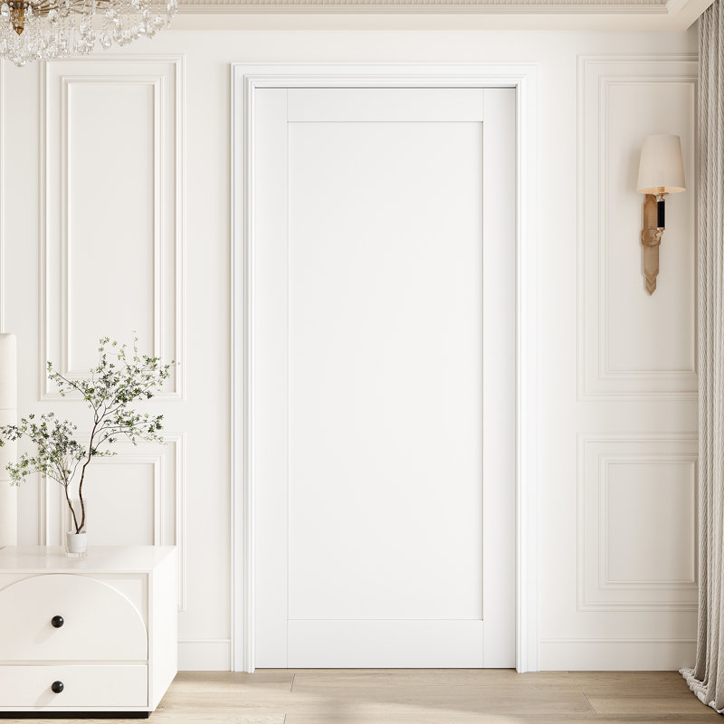 Porte intérieure à un panneau de 36 po x 80 po à panneau plein, porte intérieure à finition blanche prête à peindre, sans cadre de porte et quincaillerie incluse, pour la chambre à coucher, le placard, le couloir, le salon, le garde-manger et la salle de bain Poche, porte française et pliante