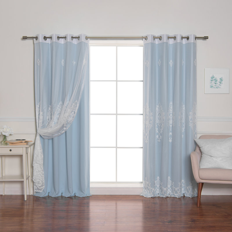 Salomon Blackout Curtain, 52" W x 96" L, Sky Blue