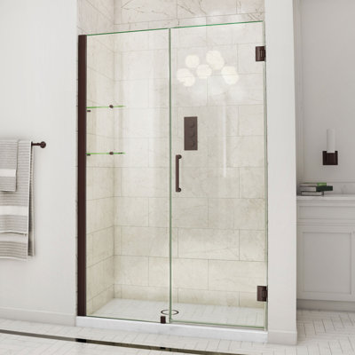 Unidoor 41" W x 72" H Hinged Frameless Shower Door with Clearmax™ Technology