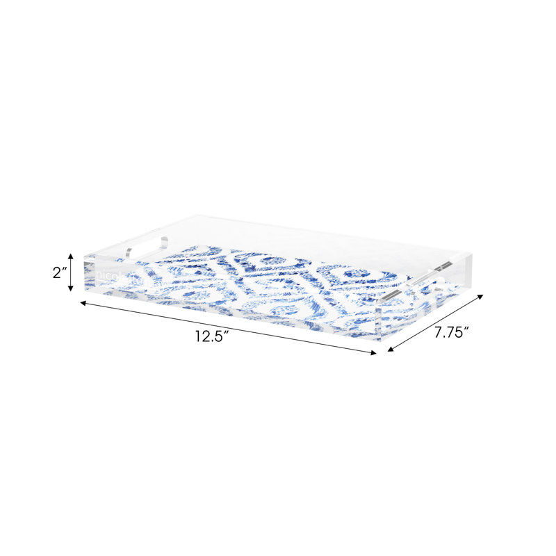 Royal Delft Ikat Acrylic Square Decorative Tray, 22.5"W x 14.5"D x 2"H