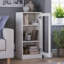 Bibliothèque 100% bois massif à 3 tablettes avec porte en verre transparent et tablettes réglables-24903851