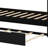 Stylish Wood Daybed with Trundle, Desk, LED Lights and USB Charging System-1684235506