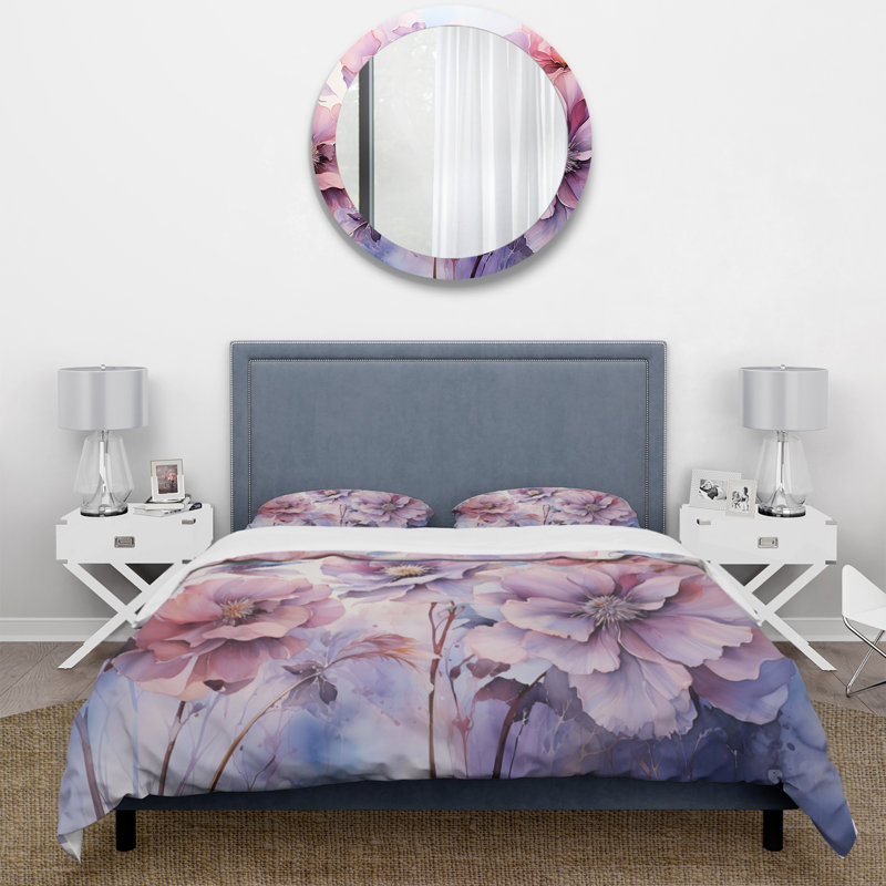 Purple Tranquil Petals I BeddingMicrofiber / Polyester Duvet Cover Set, Twin Duvet Cover + 1 Standard Sham