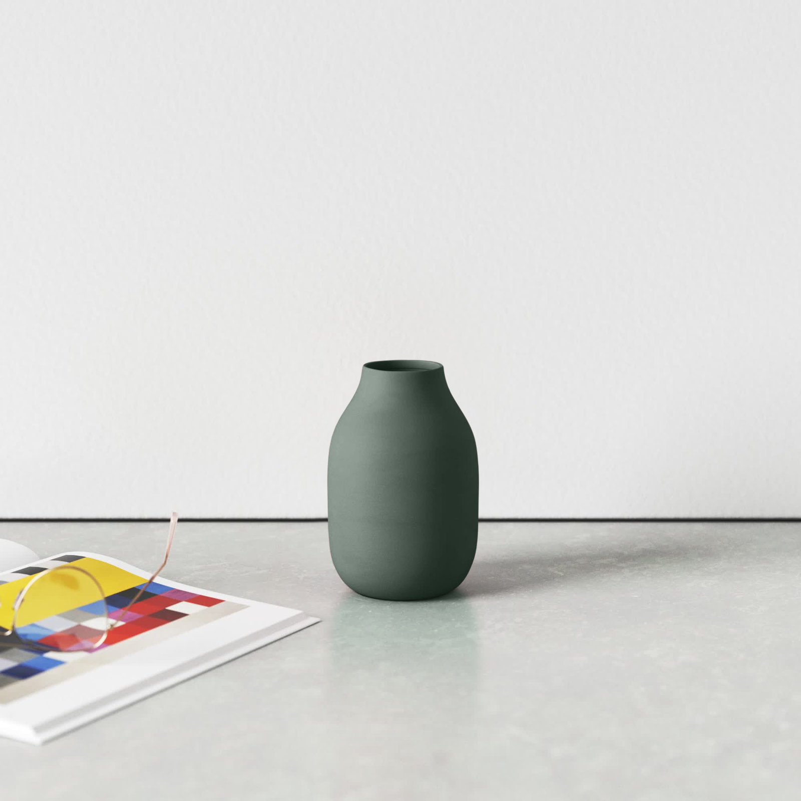 COLORA Porcelain Table Vase, Agave Green, Overall Height - 5.91"