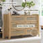 Commode 6 tiroirs pour chambre à coucher en rotin, l 47,2 po de largeur, commode de rangement moderne pour vêtements, vestibule, couloir, chambre de bébé ou salon, chêne-1411090853