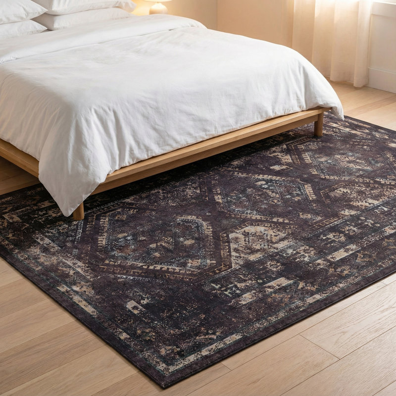 MAVAL Black Washable Area Rug Doormat Rug, Rectangle 6' x 9'