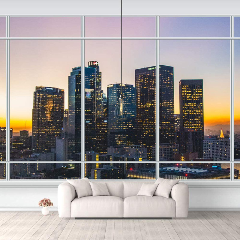 Murale grille vue sur la ville, L 66 po x l 96 po