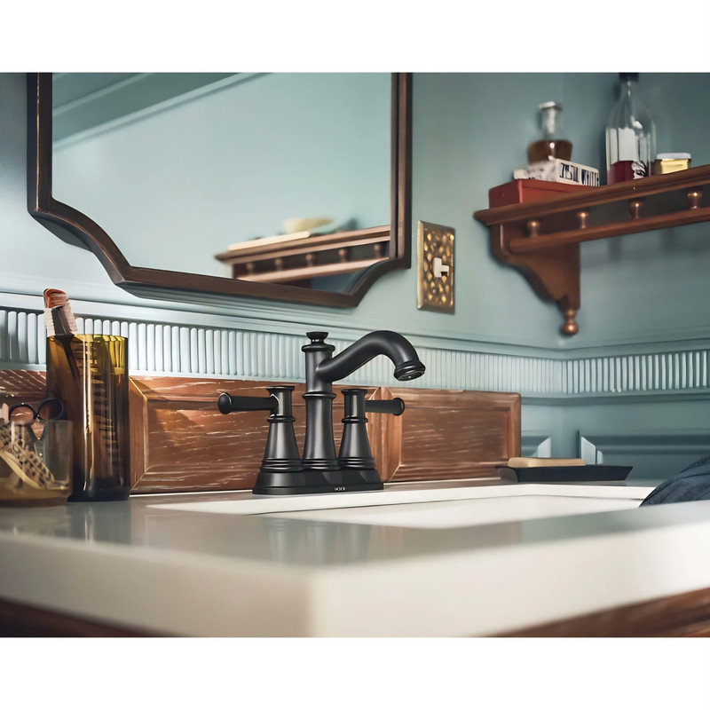 Belfield Centerset Bathroom Faucet with Drain Assembly, Matte Black