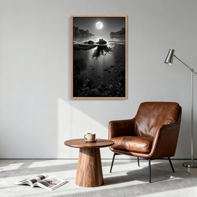Ensemble de 1 tableau sur toile Sirène au clair de lune