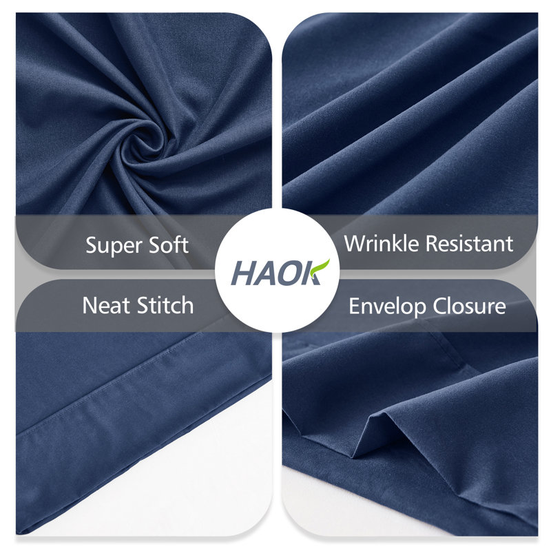 Microfiber - Set of 2, King, Navy Blue