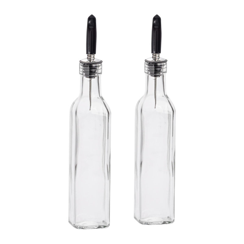 Glass Oil & Vinegar Cruet Set, 26.5cm H x 5.5cm W x 5.5cm D