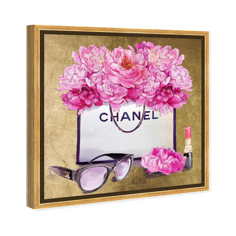 Mode et mode de vie glamour - mode graphique sur toile, Impression encadrée, H 20 po x l 20 po, Doré