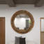 Wood Large Room Wall Mirror with Layered Wood Chip and Stick Design