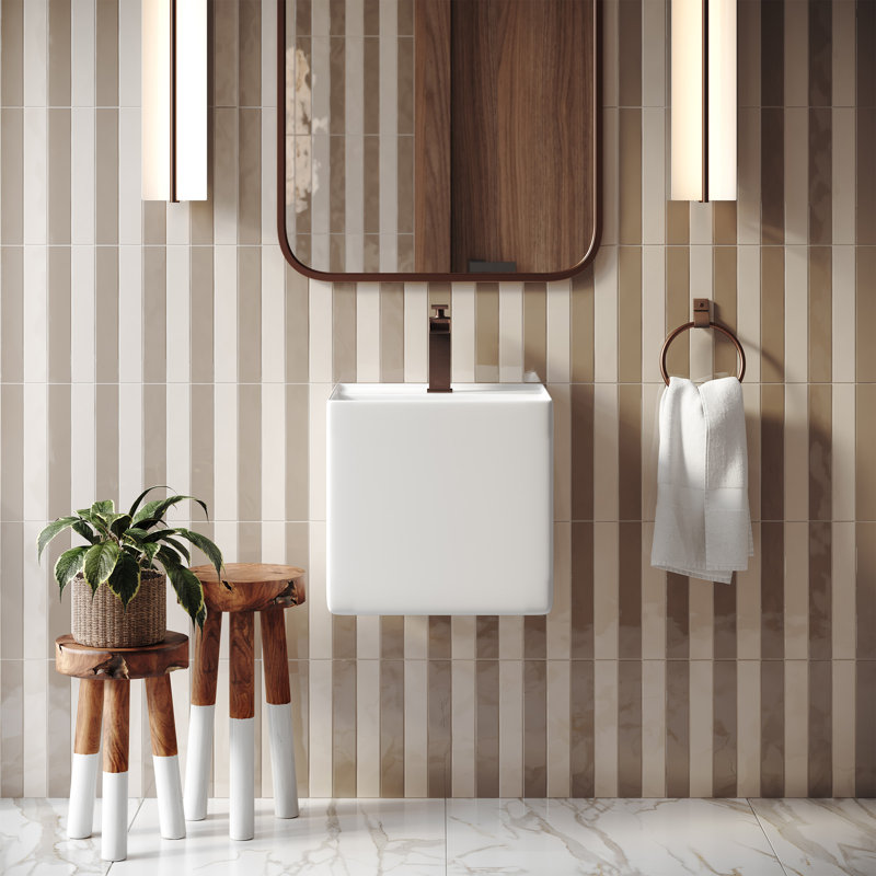 Lavabo de salle de bain mural carré 16,5 po Pur