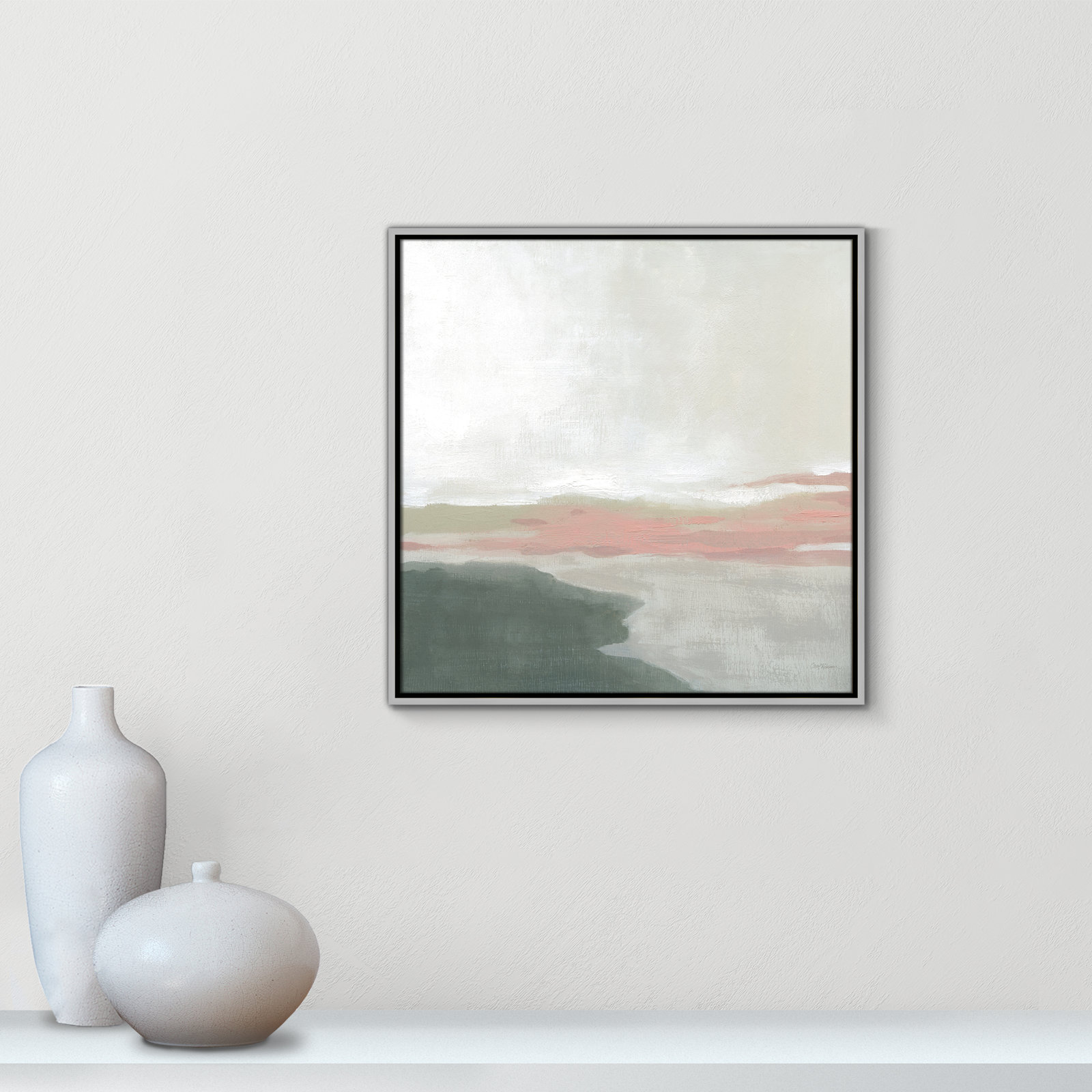 Carley "Still Lake" Painting by Carol Robinson, 25.5" H x 25.5" W x 2" D, Silver