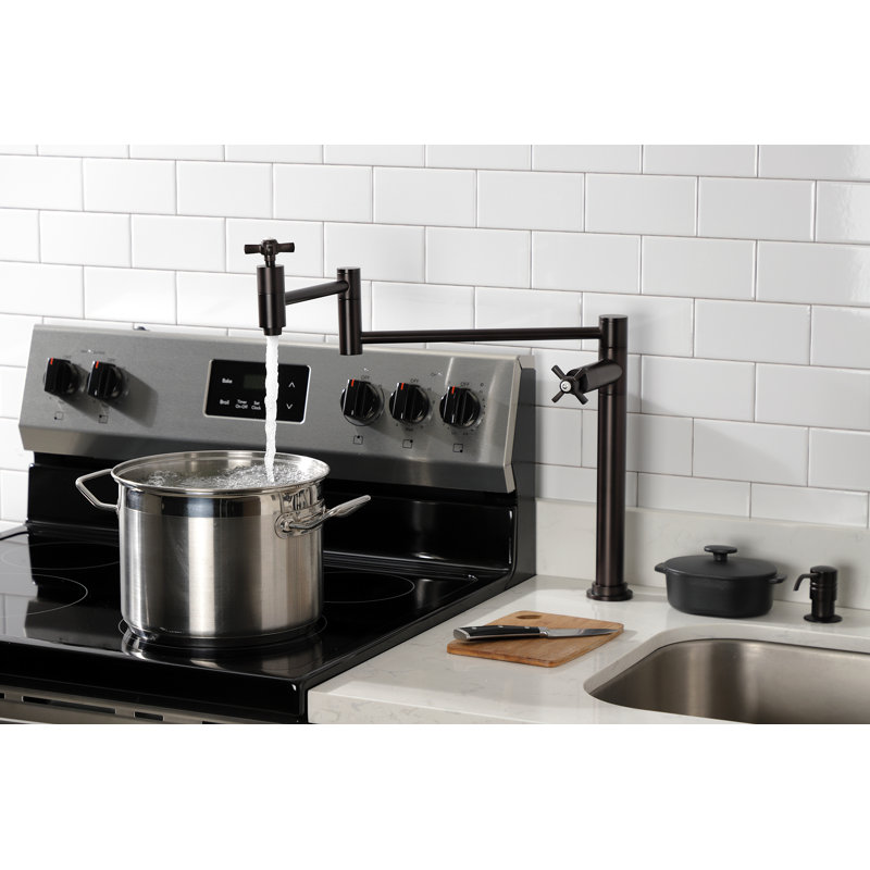 Kingston Brass Millennium Two-Handle 1-Hole Deck Mount Pot Filler Faucet, Oil Rubbed Bronze
