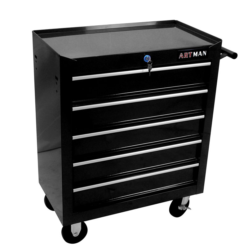 5 Drawers Multifunctional Tool Cart With Wheels-black