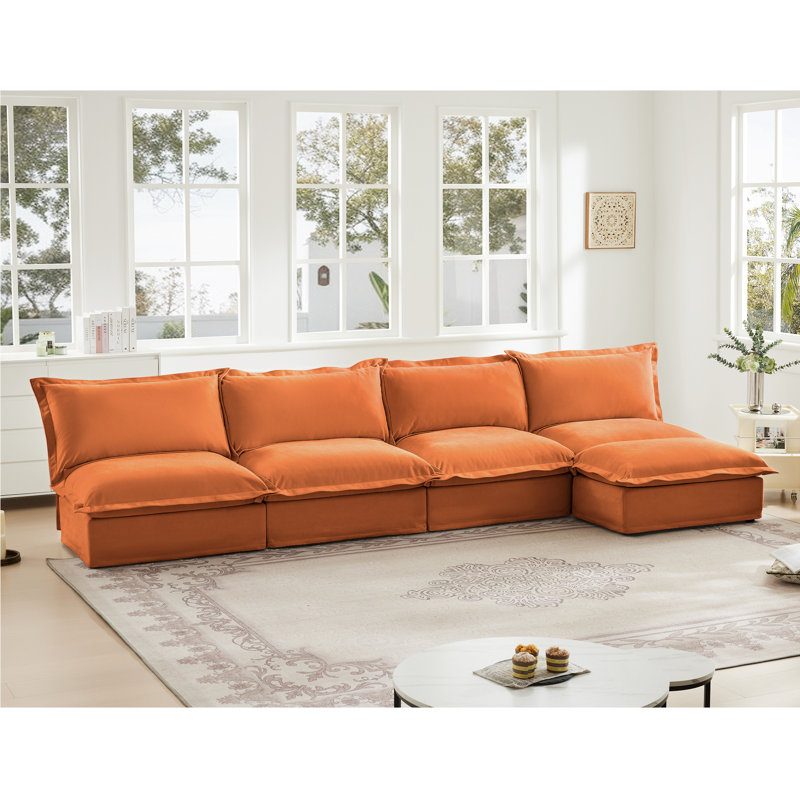 Canapé modulaire ultra-confortable en chenille pour espaces de vie