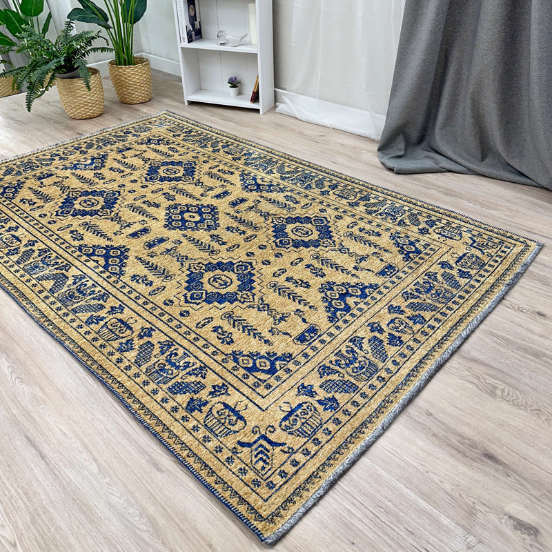 Tapis en coton tissé lavable Alfa, Rectangle 4 pi 1 po x 5 pi 9 po