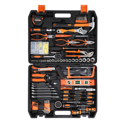236 Piece Auto & Household Socket Wrench Hand Tool Kit, High-Strength Steel Tools with Black Blow-Molded Plastic Storage Case, 47x37x10cm, Net Weight 7kg