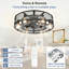  Ventilateur de plafond encastré noir 26 po avec éclairage, télécommande, moteur CC réversible à 6 vitesses, Fandelier rustique avec 4 ampoules E26 incluses-27860830-28051167
