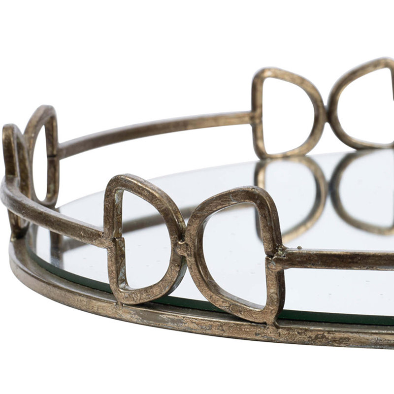 D16.1X2" Valentina Silver Round Mirror Tray, 16.1"W x 16.1"D x 2"H