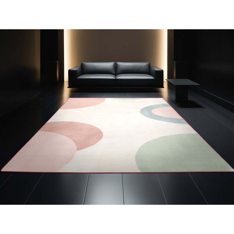 Soft Plush Fehrenbach Easter Modern & Contemporary Abstract Area Rug in Gray – Rose Binding, 7x9
