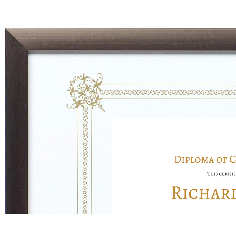 Metal Picture Frame with Snap-In Design, Bronze, 11" x 8.5"