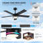 Modern Ceiling Fan with Dimmable Colour Changing LED and Remote Control