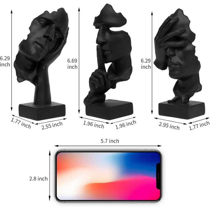 3-piece Thinker Resin Statue Set