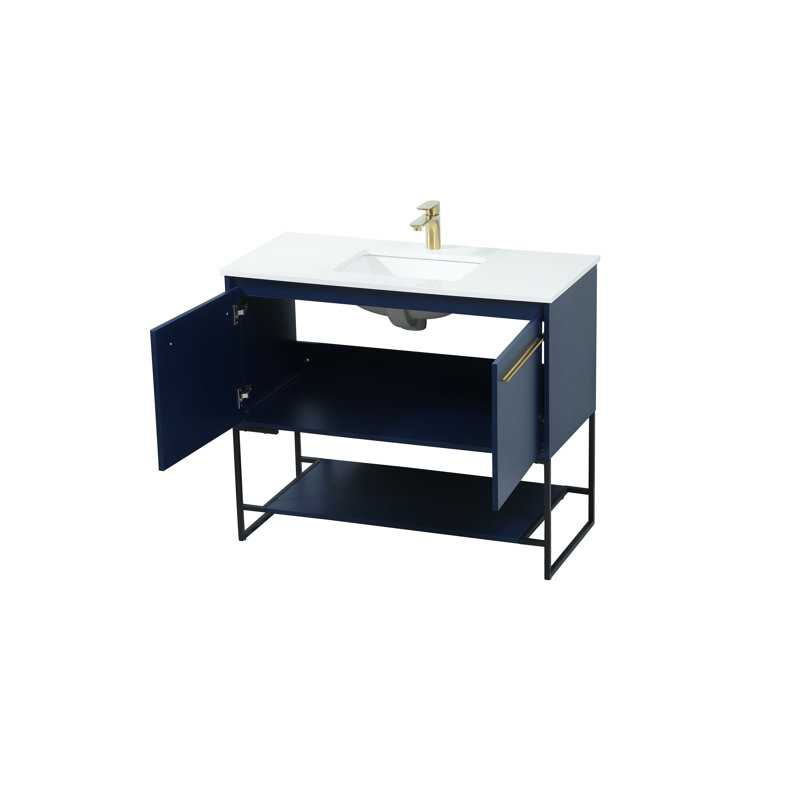 Ensemble de meuble-lavabo simple 40 po Rozell, Bleu