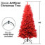 Élément décoratif de Noël rouge de 7 pi, 1066 pointes denses, branches articulées, installation et rangement rapides, arbre de support en métal robuste, saison des fêtes, support solide auto-organisé